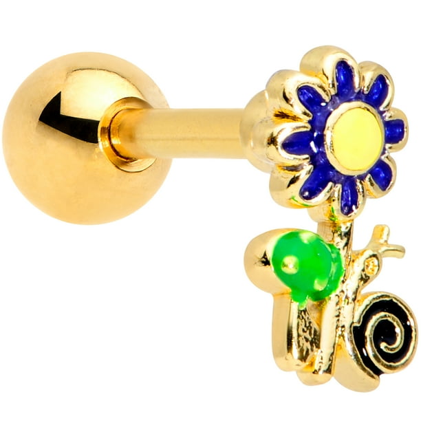 Body Candy 16G Black Plated Steel Helix Stud Tragus Cartilage Earring Blue Accent Black Cat Body Jewelry 6mm